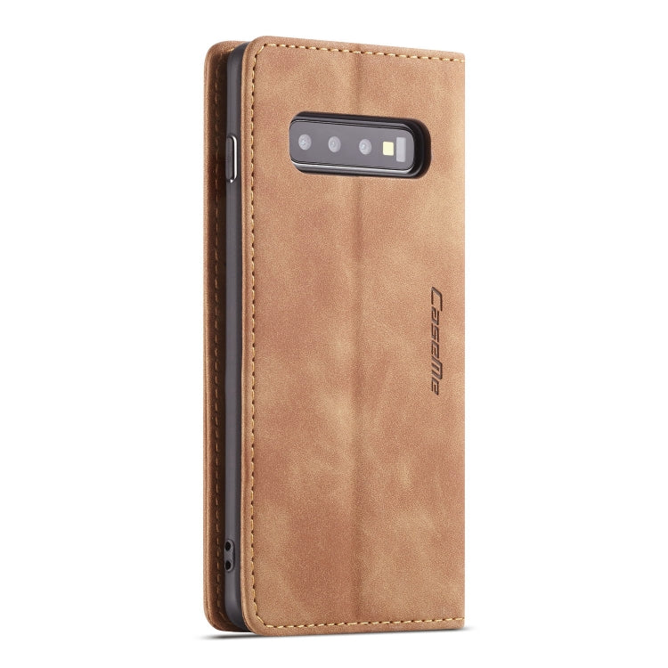 CaseMe-013  Multifunctional Horizontal Flip Leather Case with Card Slot & Holder for Galaxy S10 5G(Brown)