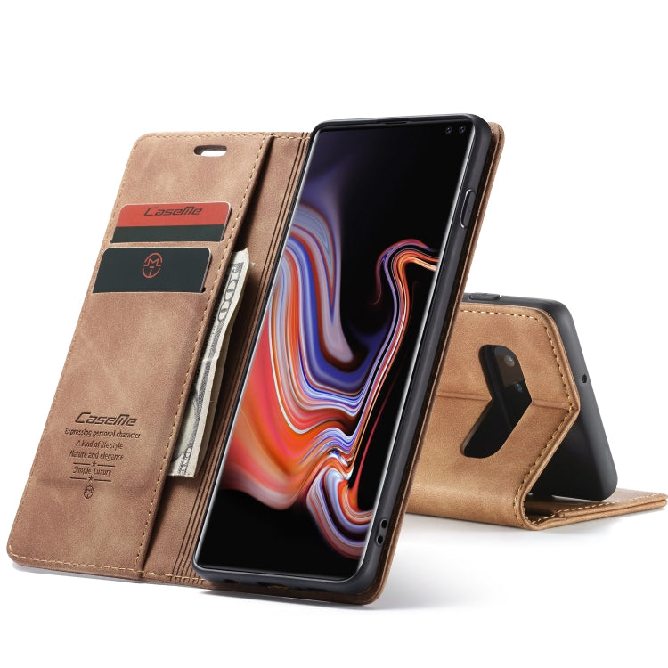 CaseMe-013  Multifunctional Horizontal Flip Leather Case with Card Slot & Holder for Galaxy S10 5G(Brown)