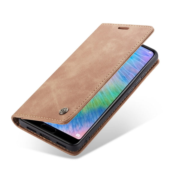 CaseMe-013  Multifunctional Horizontal Flip Leather Case with Card Slot & Holder for Huawei P20(Brown)