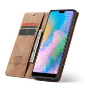 CaseMe-013  Multifunctional Horizontal Flip Leather Case with Card Slot & Holder for Huawei P20(Brown)