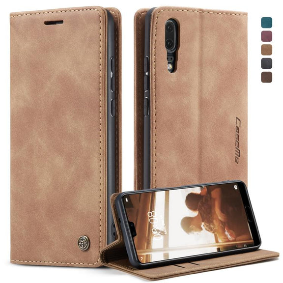 CaseMe-013  Multifunctional Horizontal Flip Leather Case with Card Slot & Holder for Huawei P20(Brown)