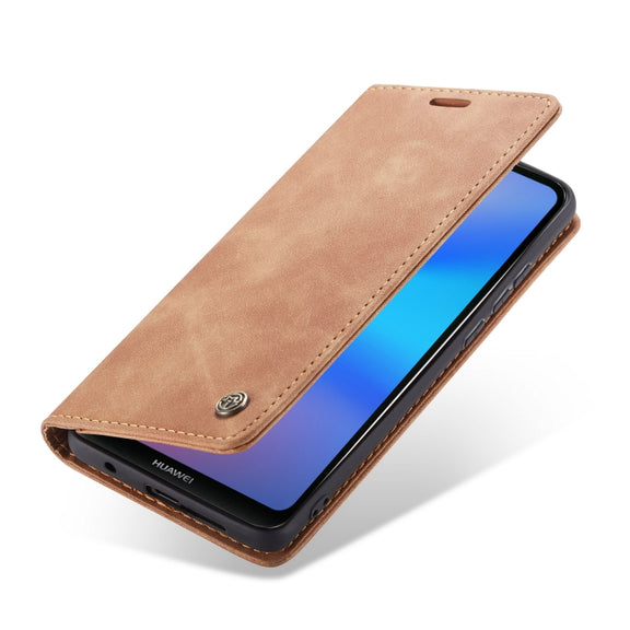CaseMe-013  Multifunctional Horizontal Flip Leather Case with Card Slot & Holder for Huawei P20 Lite(Brown)