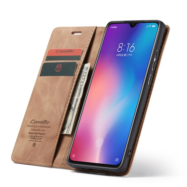 CaseMe-013  Multifunctional Horizontal Flip Leather Case with Card Slot & Holder for Xiaomi 9(Brown)