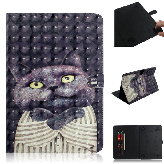 3D Colored Drawing Universal Horizontal Flip Leather Case, with Holder & Card Slot & Wallet for 10 inch Tablet PC(Embrace Cat) - 10 - 11 inch by PMC Jewellery | Online Shopping South Africa | PMC Jewellery | Buy Now Pay Later Mobicred