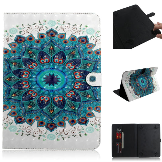 3D Colored Drawing Universal Horizontal Flip Leather Case, with Holder & Card Slot & Wallet for 10 inch Tablet PC(Peacock Wreath) - 10 - 11 inch by PMC Jewellery | Online Shopping South Africa | PMC Jewellery | Buy Now Pay Later Mobicred