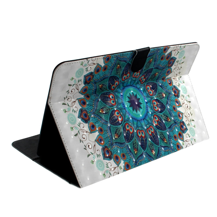 3D Colored Drawing Universal Horizontal Flip Leather Case, with Holder & Card Slot & Wallet for 10 inch Tablet PC(Peacock Wreath) - 10 - 11 inch by PMC Jewellery | Online Shopping South Africa | PMC Jewellery | Buy Now Pay Later Mobicred