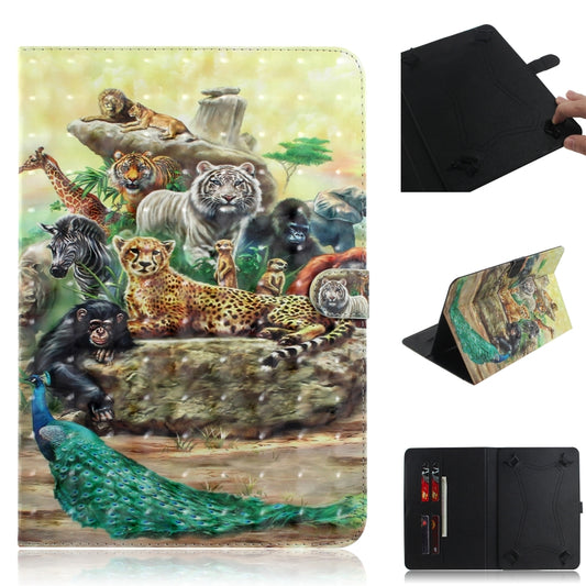 3D Colored Drawing Universal Horizontal Flip Leather Case, with Holder & Card Slot & Wallet for 10 inch Tablet PC(Zoo) - 10 - 11 inch by PMC Jewellery | Online Shopping South Africa | PMC Jewellery | Buy Now Pay Later Mobicred
