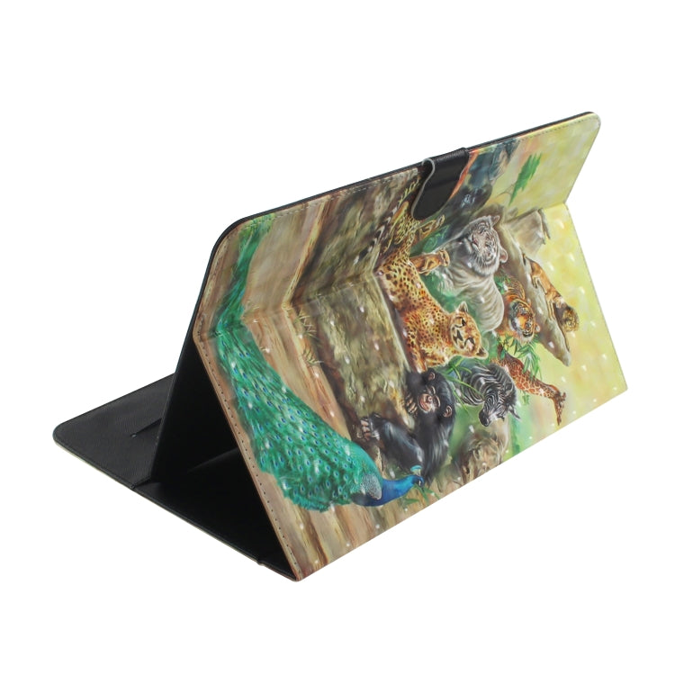 3D Colored Drawing Universal Horizontal Flip Leather Case, with Holder & Card Slot & Wallet for 10 inch Tablet PC(Zoo) - 10 - 11 inch by PMC Jewellery | Online Shopping South Africa | PMC Jewellery | Buy Now Pay Later Mobicred