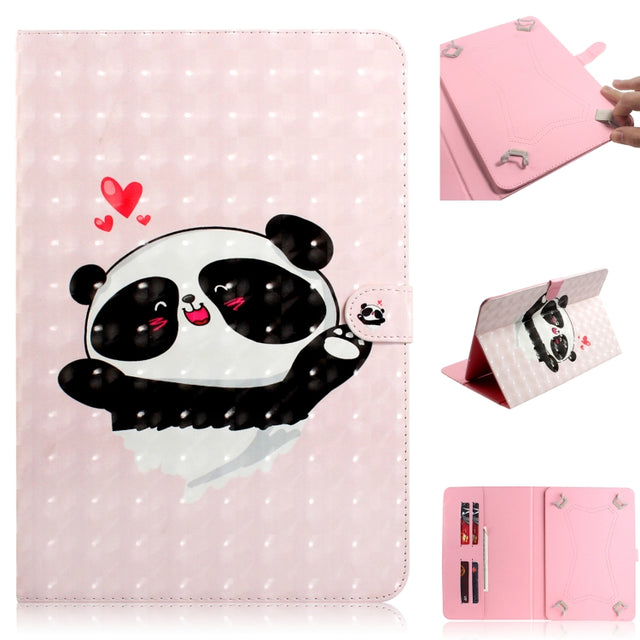 3D Colored Drawing Universal Horizontal Flip Leather Case, with Holder & Card Slot & Wallet for 10 inch Tablet PC(Love Bear)