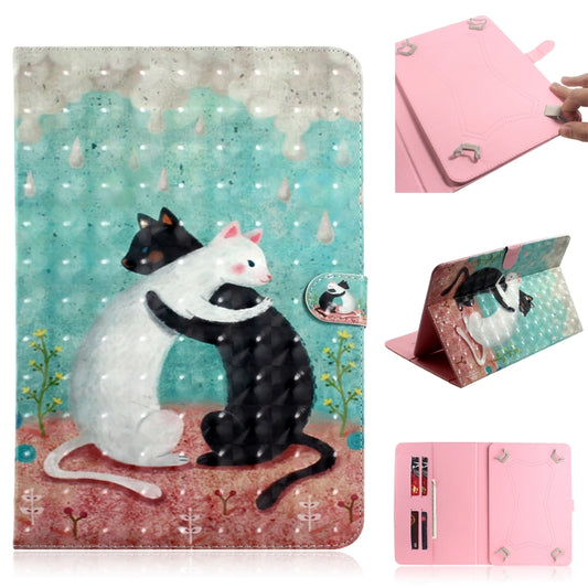 3D Colored Drawing Universal Horizontal Flip Leather Case, with Holder & Card Slot & Wallet for 10 inch Tablet PC(Black White Cat) - 10 - 11 inch by PMC Jewellery | Online Shopping South Africa | PMC Jewellery | Buy Now Pay Later Mobicred