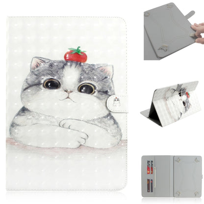 3D Colored Drawing Universal Horizontal Flip Leather Case, with Holder & Card Slot & Wallet for 10 inch Tablet PC(Cute Cat) - 10 - 11 inch by PMC Jewellery | Online Shopping South Africa | PMC Jewellery | Buy Now Pay Later Mobicred