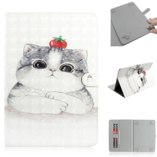 3D Colored Drawing Universal Horizontal Flip Leather Case, with Holder & Card Slot & Wallet for 10 inch Tablet PC(Cute Cat) - 10 - 11 inch by PMC Jewellery | Online Shopping South Africa | PMC Jewellery | Buy Now Pay Later Mobicred