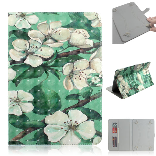 3D Colored Drawing Universal Horizontal Flip Leather Case, with Holder & Card Slot & Wallet for 10 inch Tablet PC(Watercolor Flower) - 10 - 11 inch by PMC Jewellery | Online Shopping South Africa | PMC Jewellery | Buy Now Pay Later Mobicred