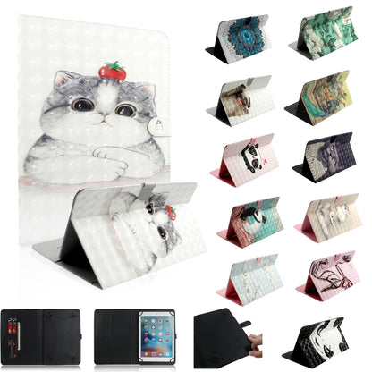 3D Colored Drawing Universal Horizontal Flip Leather Case, with Holder & Card Slot & Wallet for 10 inch Tablet PC(Watercolor Flower) - 10 - 11 inch by PMC Jewellery | Online Shopping South Africa | PMC Jewellery | Buy Now Pay Later Mobicred