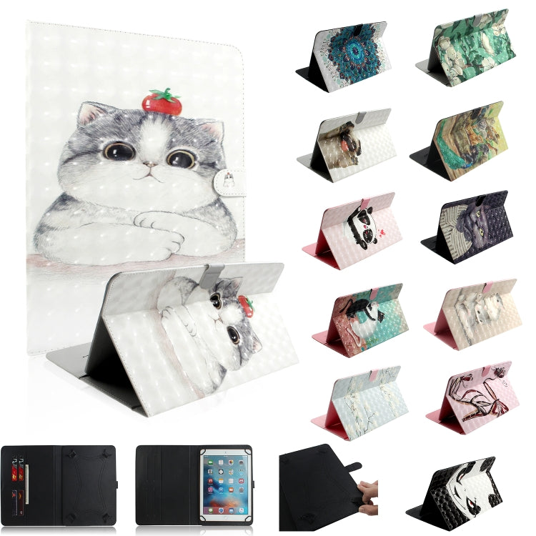 3D Colored Drawing Universal Horizontal Flip Leather Case, with Holder & Card Slot & Wallet for 10 inch Tablet PC(Pug) - 10 - 11 inch by PMC Jewellery | Online Shopping South Africa | PMC Jewellery | Buy Now Pay Later Mobicred