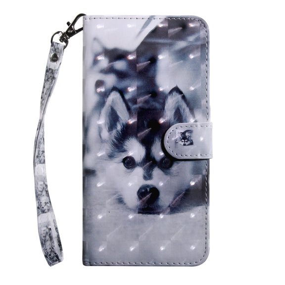 3D Painting Pattern Coloured Drawing Horizontal Flip TPU + PU Leather Case with Holder & Card Slots & Wallet For Huawei Y5 Lite 2018 / Y5 2018(Husky)