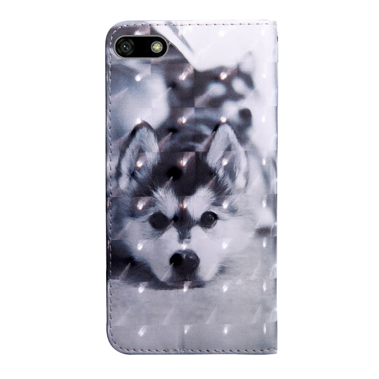 3D Painting Pattern Coloured Drawing Horizontal Flip TPU + PU Leather Case with Holder & Card Slots & Wallet For Huawei Y5 Lite 2018 / Y5 2018(Husky)