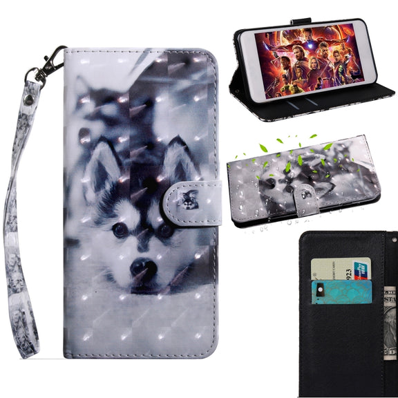 3D Painting Pattern Coloured Drawing Horizontal Flip TPU + PU Leather Case with Holder & Card Slots & Wallet For Huawei Y5 Lite 2018 / Y5 2018(Husky)