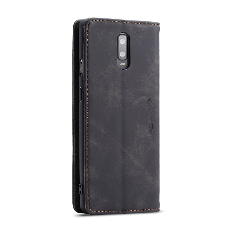CaseMe-013 Multi-functional Retro Frosted Horizontal Flip Leather Case with Card Slot & Holder & Wallet For OnePlus 7(Black)