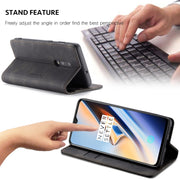 CaseMe-013 Multi-functional Retro Frosted Horizontal Flip Leather Case with Card Slot & Holder & Wallet For OnePlus 7(Black)