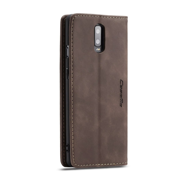 CaseMe-013 Multi-functional Retro Frosted Horizontal Flip Leather Case with Card Slot & Holder & Wallet For OnePlus 7(Coffee)