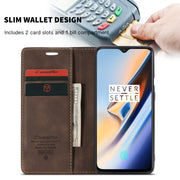 CaseMe-013 Multi-functional Retro Frosted Horizontal Flip Leather Case with Card Slot & Holder & Wallet For OnePlus 7(Coffee)