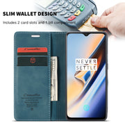 CaseMe-013 Multi-functional Retro Frosted Horizontal Flip Leather Case with Card Slot & Holder & Wallet For OnePlus 7(Blue)
