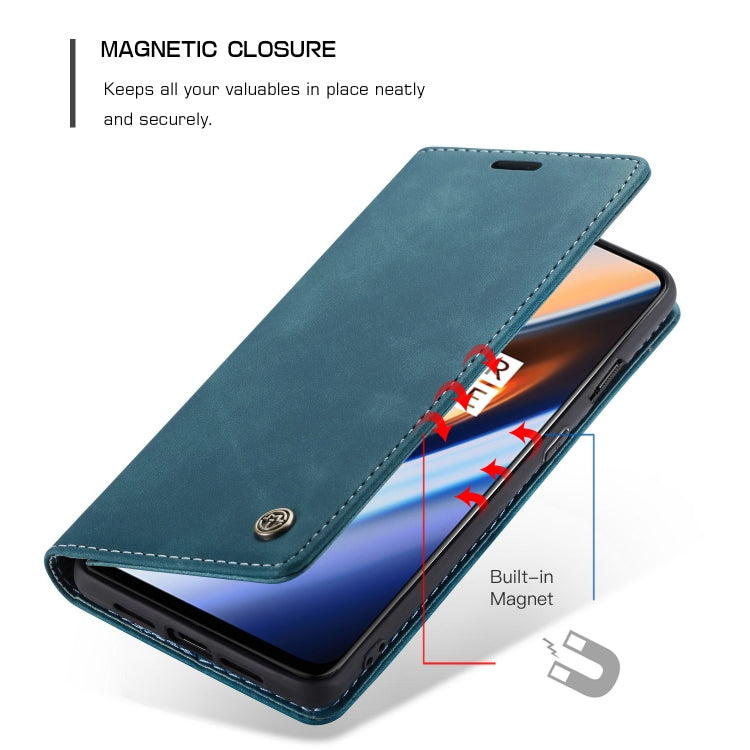 CaseMe-013 Multi-functional Retro Frosted Horizontal Flip Leather Case with Card Slot & Holder & Wallet For OnePlus 7(Blue)