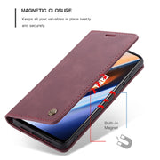 CaseMe-013 Multi-functional Retro Frosted Horizontal Flip Leather Case with Card Slot & Holder & Wallet For OnePlus 7(Wine Red)
