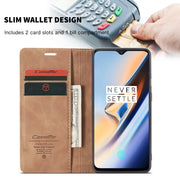 CaseMe-013 Multi-functional Retro Frosted Horizontal Flip Leather Case with Card Slot & Holder & Wallet For OnePlus 7(Brown)