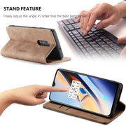 CaseMe-013 Multi-functional Retro Frosted Horizontal Flip Leather Case with Card Slot & Holder & Wallet For OnePlus 7(Brown)