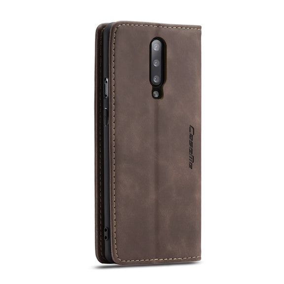 CaseMe-013 Multi-functional Retro Frosted Horizontal Flip Leather Case with Card Slot & Holder & Wallet For OnePlus 7 Pro(Coffee)