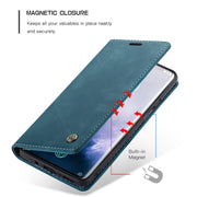 CaseMe-013 Multi-functional Retro Frosted Horizontal Flip Leather Case with Card Slot & Holder & Wallet For OnePlus 7 Pro(Blue)