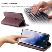 CaseMe-013 Multi-functional Retro Frosted Horizontal Flip Leather Case with Card Slot & Holder & Wallet For OnePlus 7 Pro(Wine Red)