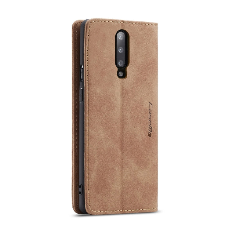 CaseMe-013 Multi-functional Retro Frosted Horizontal Flip Leather Case with Card Slot & Holder & Wallet For OnePlus 7 Pro(Brown)