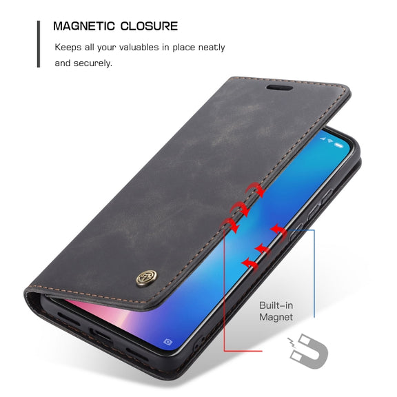 CaseMe-013 Multi-functional Retro Frosted Horizontal Flip Leather Case with Card Slot & Holder & Wallet For Xiaomi Mi 9(Black)