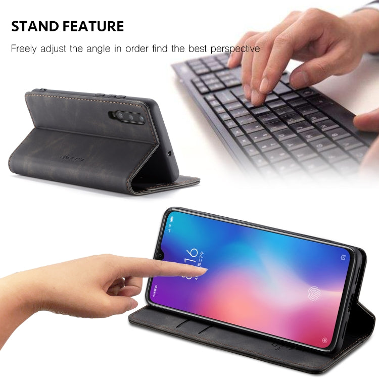 CaseMe-013 Multi-functional Retro Frosted Horizontal Flip Leather Case with Card Slot & Holder & Wallet For Xiaomi Mi 9(Black)