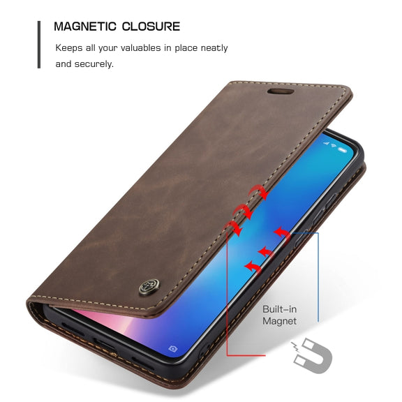 CaseMe-013 Multi-functional Retro Frosted Horizontal Flip Leather Case with Card Slot & Holder & Wallet For Xiaomi Mi 9(Coffee)