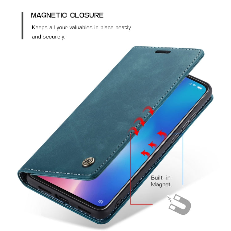 CaseMe-013 Multi-functional Retro Frosted Horizontal Flip Leather Case with Card Slot & Holder & Wallet For Xiaomi Mi 9(Blue)