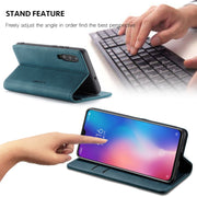 CaseMe-013 Multi-functional Retro Frosted Horizontal Flip Leather Case with Card Slot & Holder & Wallet For Xiaomi Mi 9(Blue)