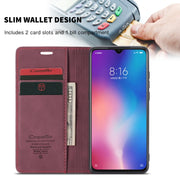 CaseMe-013 Multi-functional Retro Frosted Horizontal Flip Leather Case with Card Slot & Holder & Wallet For Xiaomi Mi 9(Wine Red)