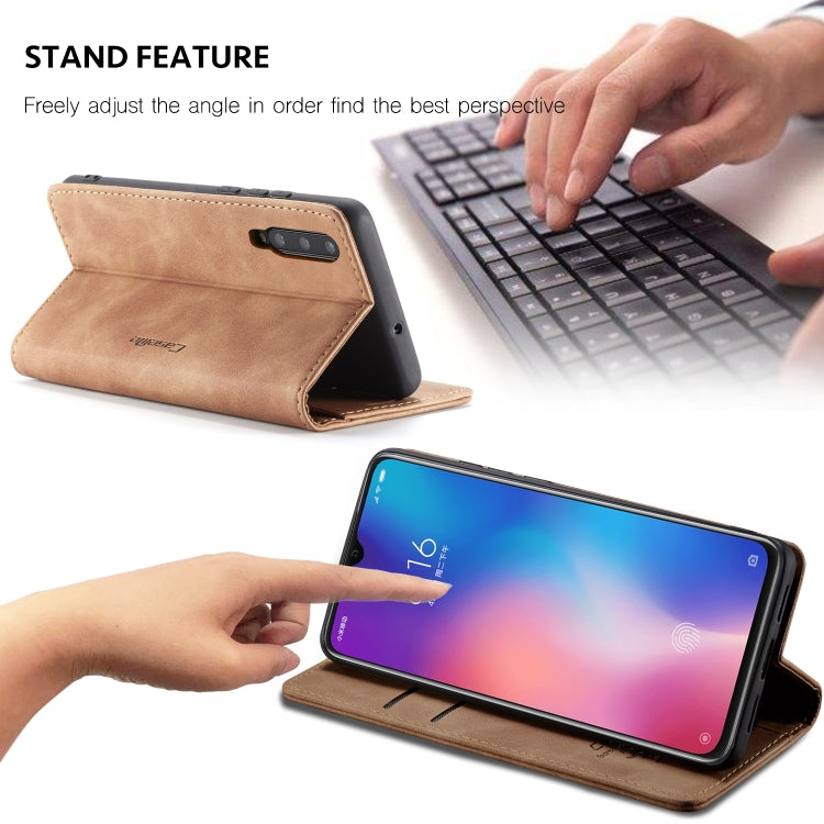 CaseMe-013 Multi-functional Retro Frosted Horizontal Flip Leather Case with Card Slot & Holder & Wallet For Xiaomi Mi 9(Brown)