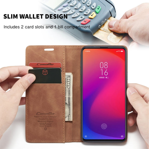 CaseMe-013 Multi-functional Retro Frosted Horizontal Flip Leather Case with Card Slot & Holder & Wallet For Xiaomi Mi 9T Pro / Redmi K20 Pro / Xiaomi Mi 9T / Redmi K20(Brown)