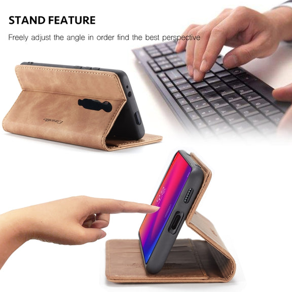 CaseMe-013 Multi-functional Retro Frosted Horizontal Flip Leather Case with Card Slot & Holder & Wallet For Xiaomi Mi 9T Pro / Redmi K20 Pro / Xiaomi Mi 9T / Redmi K20(Brown)