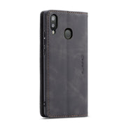 CaseMe-013 Multi-functional Retro Frosted Horizontal Flip Leather Case with Card Slot & Holder & Wallet For Galaxy A20e(Black)