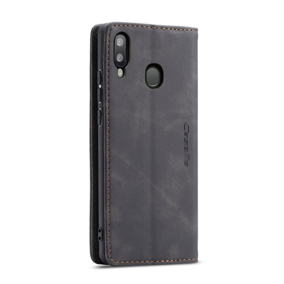 CaseMe-013 Multi-functional Retro Frosted Horizontal Flip Leather Case with Card Slot & Holder & Wallet For Galaxy A20e(Black)