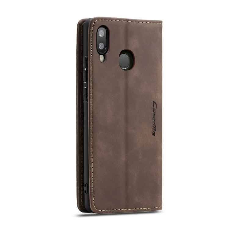 CaseMe-013 Multi-functional Retro Frosted Horizontal Flip Leather Case with Card Slot & Holder & Wallet For Galaxy A20e(Coffee)