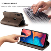 CaseMe-013 Multi-functional Retro Frosted Horizontal Flip Leather Case with Card Slot & Holder & Wallet For Galaxy A20e(Coffee)