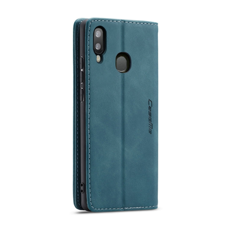 CaseMe-013 Multi-functional Retro Frosted Horizontal Flip Leather Case with Card Slot & Holder & Wallet For Galaxy A20e(Blue)