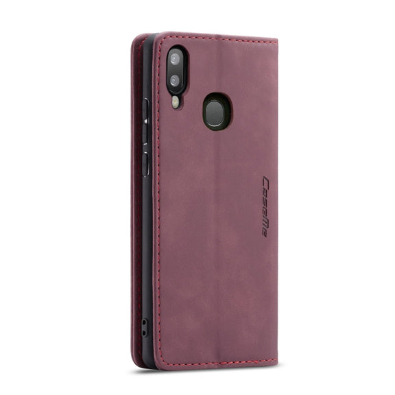CaseMe-013 Multi-functional Retro Frosted Horizontal Flip Leather Case with Card Slot & Holder & Wallet For Galaxy A20e(Wine Red)